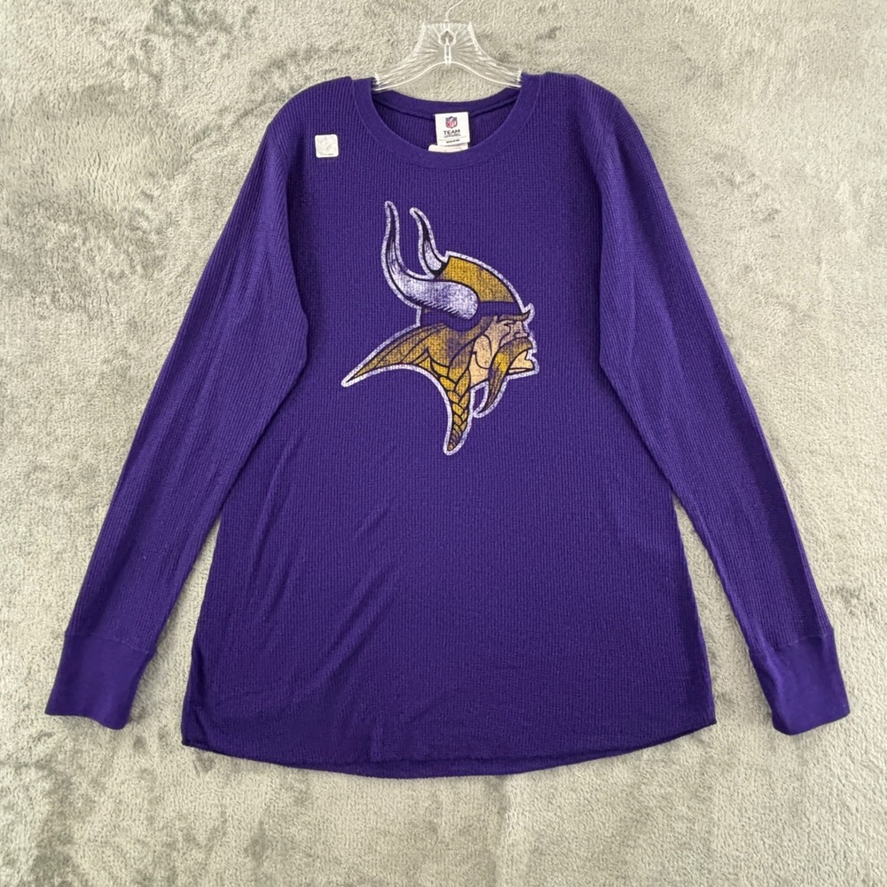 NFL Team Apparel Minnesota Vikings Thermal Shirt Womens 2XL Purple Waffle Weave